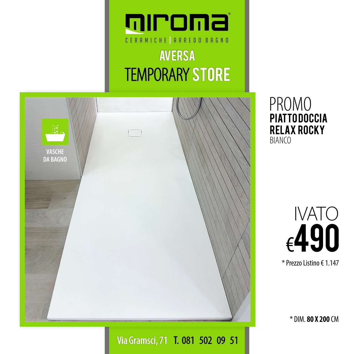 Piatto Doccia 200 Cm.Piatto Doccia Relax 80x200 Rocky Miroma Ceramiche